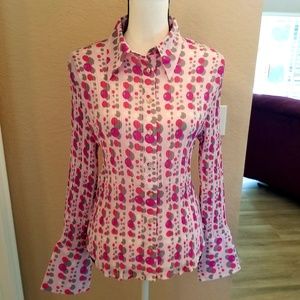 Button Down Shirt, Pleated, stretchy